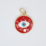18K Gold Filled Enamel Medallion Evil Eye Pendant Charm (A34)