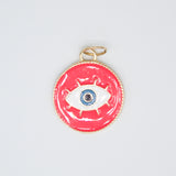 18K Gold Filled Enamel Medallion Evil Eye Pendant Charm (A34)