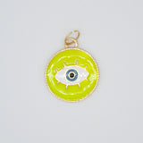18K Gold Filled Enamel Medallion Evil Eye Pendant Charm (A34)