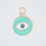 18K Gold Filled Enamel Medallion Evil Eye Pendant Charm (A34)