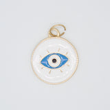 18K Gold Filled Enamel Medallion Evil Eye Pendant Charm (A34)
