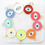18K Gold Filled Enamel Medallion Evil Eye Pendant Charm (A34)