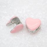 18K Rhodium Filled Enamel Heart Shaped Huggies Wrap Earrings (L202A)