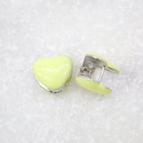 18K Rhodium Filled Enamel Heart Shaped Huggies Wrap Earrings (L202A)