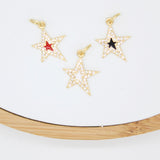 18K Gold Filled Small Enamel Star Pendant with Micro Pave Cubic Zirconia CZ Stone