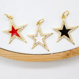 18K Gold Filled Large Enamel Star Pendant with Micro Pave Cubic Zirconia CZ Stone