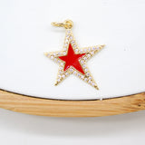 18K Gold Filled Large Enamel Star Pendant with Micro Pave Cubic Zirconia CZ Stone