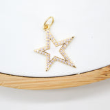 18K Gold Filled Large Enamel Star Pendant with Micro Pave Cubic Zirconia CZ Stone
