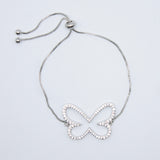 18K Gold Filled Butterfly Adjustable Bracelet With Clear CZ Stones (I378)