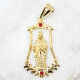Gold Filled Milagrosa Pendant with Red CZ Stone