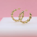 18K Gold Filled Puffy Heart Open Hoop Earrings (K56-57)