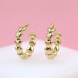 18K Gold Filled Puffy Heart Open Hoop Earrings (K56-57)