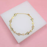 Multi-Color Butterfly Dainty Charm Bracelet With Flower Charms (I211)