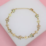 Multi-Color Butterfly Dainty Charm Bracelet With Flower Charms (I211)