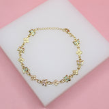 Multi-Color Butterfly Dainty Charm Bracelet With Flower Charms (I211)