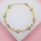 Multi-Color Butterfly Dainty Charm Bracelet With Flower Charms (I211)
