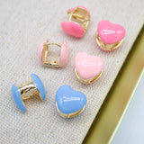 18K Gold Filled Enamel Heart Shaped Huggies Wrap Earrings (L202A)
