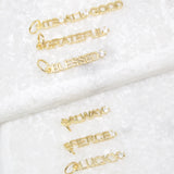 18K Gold Filled Word Blessed, Fierce, Grateful, Lucky Charms, It's All Good