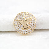 18k Gold Filled Medallion Bird Pendant With CZ Stones