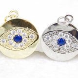 18K Gold Filled Evil Eye Charm Pendant With CZ Stones Blue Stone (A94)