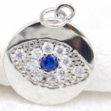 18K Gold Filled Evil Eye Charm Pendant With CZ Stones Blue Stone (A94)