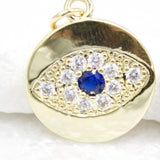 18K Gold Filled Evil Eye Charm Pendant With CZ Stones Blue Stone (A94)