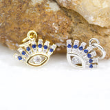 18K Gold Filled Tiny Evil Eye Charm Pendant With Blue and Clear CZ Stones Stone (A92)