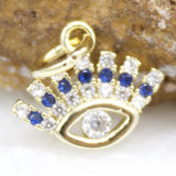 18K Gold Filled Tiny Evil Eye Charm Pendant With Blue and Clear CZ Stones Stone (A92)