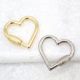 18K Gold Filled Heart Shaped Carabiner Lock, Carabiner Clasp, Screw in Clasp (XX14)