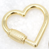 18K Gold Filled Heart Shaped Carabiner Lock, Carabiner Clasp, Screw in Clasp (XX14)
