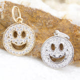 18K Gold Filled Happy Smile Face Charm Pendant With CZ Stones (A67A)