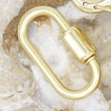 18K Gold Filled Gold Oval Screw Carabiner Clasp Necklace (XX13)