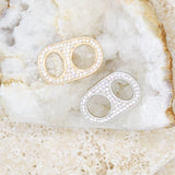 18K Rhodium Filled Soda Pull Tab With CZ Cubic Zirconia Stones (A235)