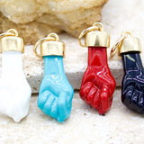 Gold Filled Enamel Figa Hand Pendant (A39)