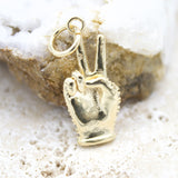 18k Gold Filled Peace Hand Sign With CZ Cubic Zirconia Stones