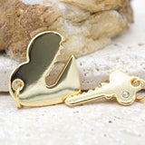 18K Gold Filled Heart With Key Outline Pendant Charm (A270)