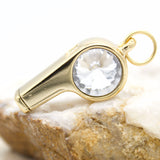 18K Gold Filled CZ Cubic Zirconia Stone Whistle