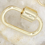 18K Gold Filled Small Gold Oval Screw Carabiner Clasp Necklace (XX14)