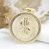 18k Gold Filled Unique Money Dollar Coin Medallion Medal Pendant (A128)
