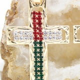 Gold Filled Latin Cross Pendant with CZ Stones (A112)