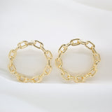 Round Gold Link Stud Earring (K170)