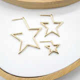 18K Gold Filled Open Star Hoop Modern Minimalist Stud Earrings (K211B)(L230)