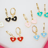 18K Gold Filled Heart Huggies Earrings With CZ Stone (L162)
