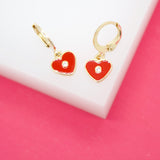 18K Gold Filled Heart Huggies Earrings With CZ Stone (L162)