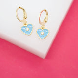 18K Gold Filled Heart Huggies Earrings With CZ Stone (L162)