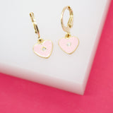 18K Gold Filled Heart Huggies Earrings With CZ Stone (L162)