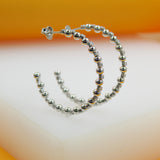 18K Gold Filled Zirconia Beaded Open Hoop Earrings (K78A)