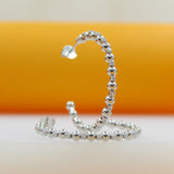 18K Gold Filled Zirconia Beaded Open Hoop Earrings (K78A)
