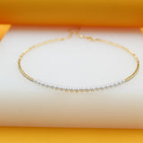 18K Gold Filled Pearl Neck Choker With Round CZ Stones (H54)