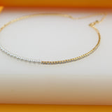 18K Gold Filled Pearl Neck Choker With Round CZ Stones (H54)
